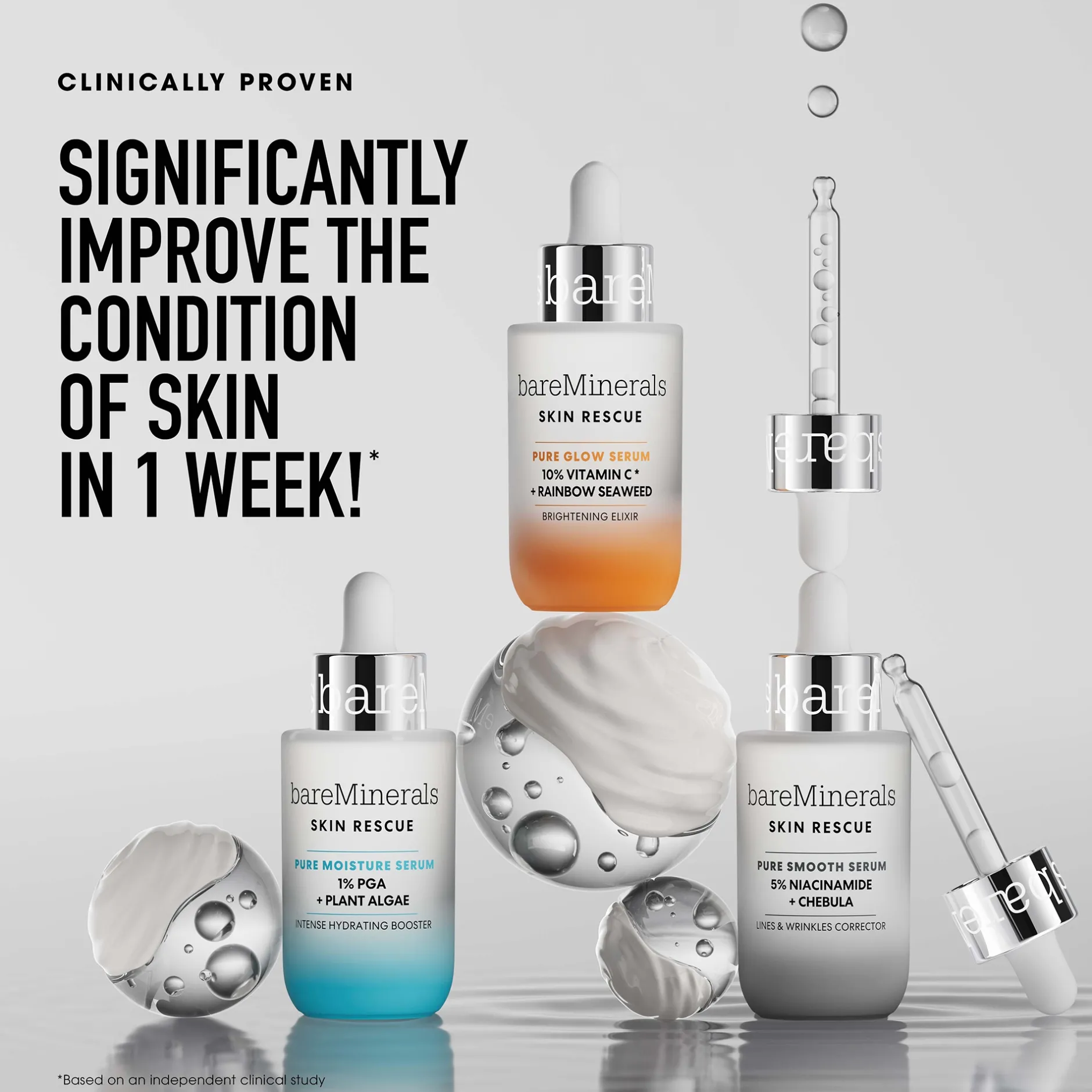 bareMinerals Skin Rescue Pure Glow Serum 10% Vitamin C Complex + Rainbow Seaweed 30ml Clearance