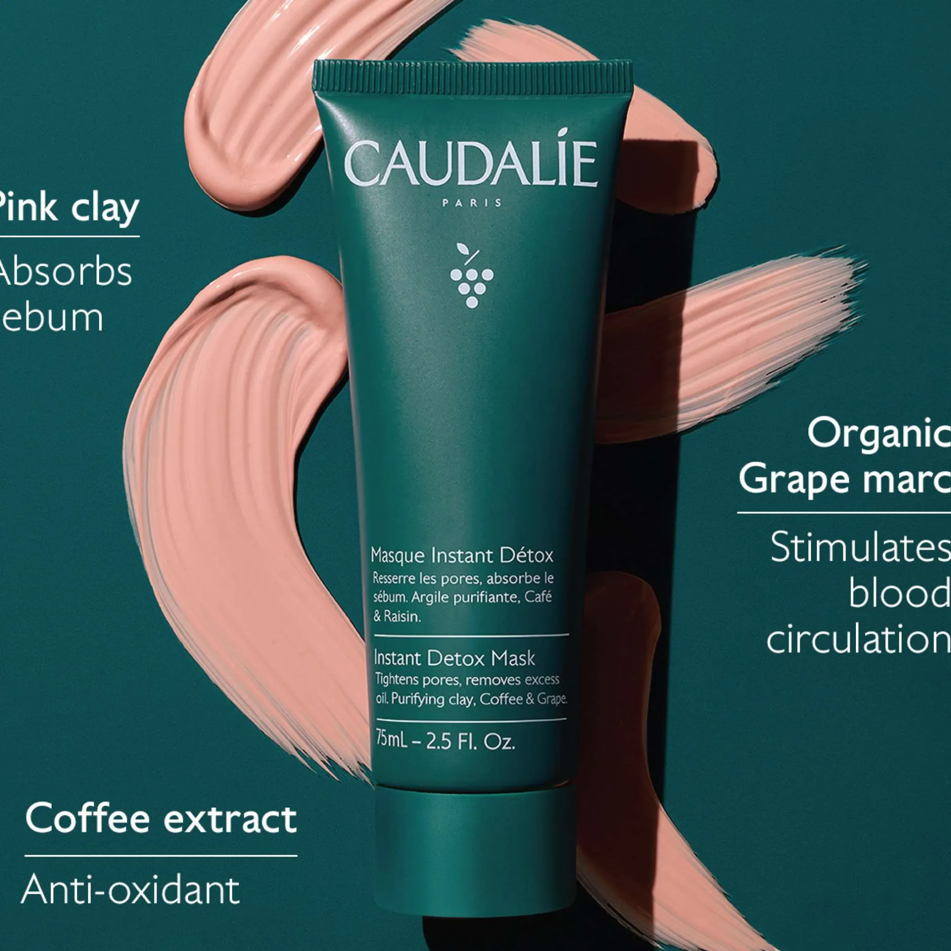 Caudalie Vinoclean Pore Minimizing Instant Detox Mask 75ml