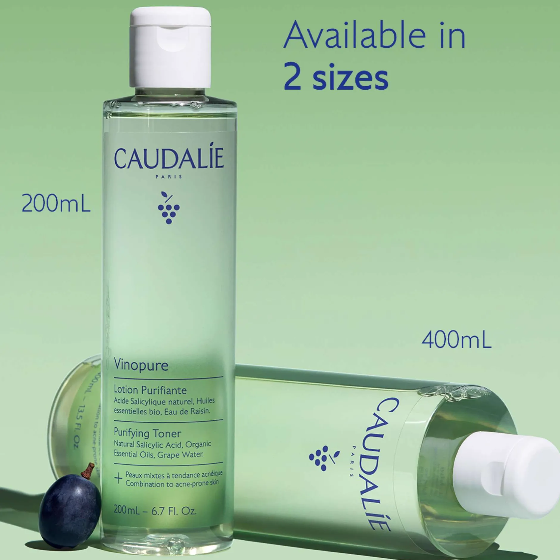 Caudalie Vinopure Natural Salicylic Acid Pore Minimising Toner 400ml (Worth £44) Clearance