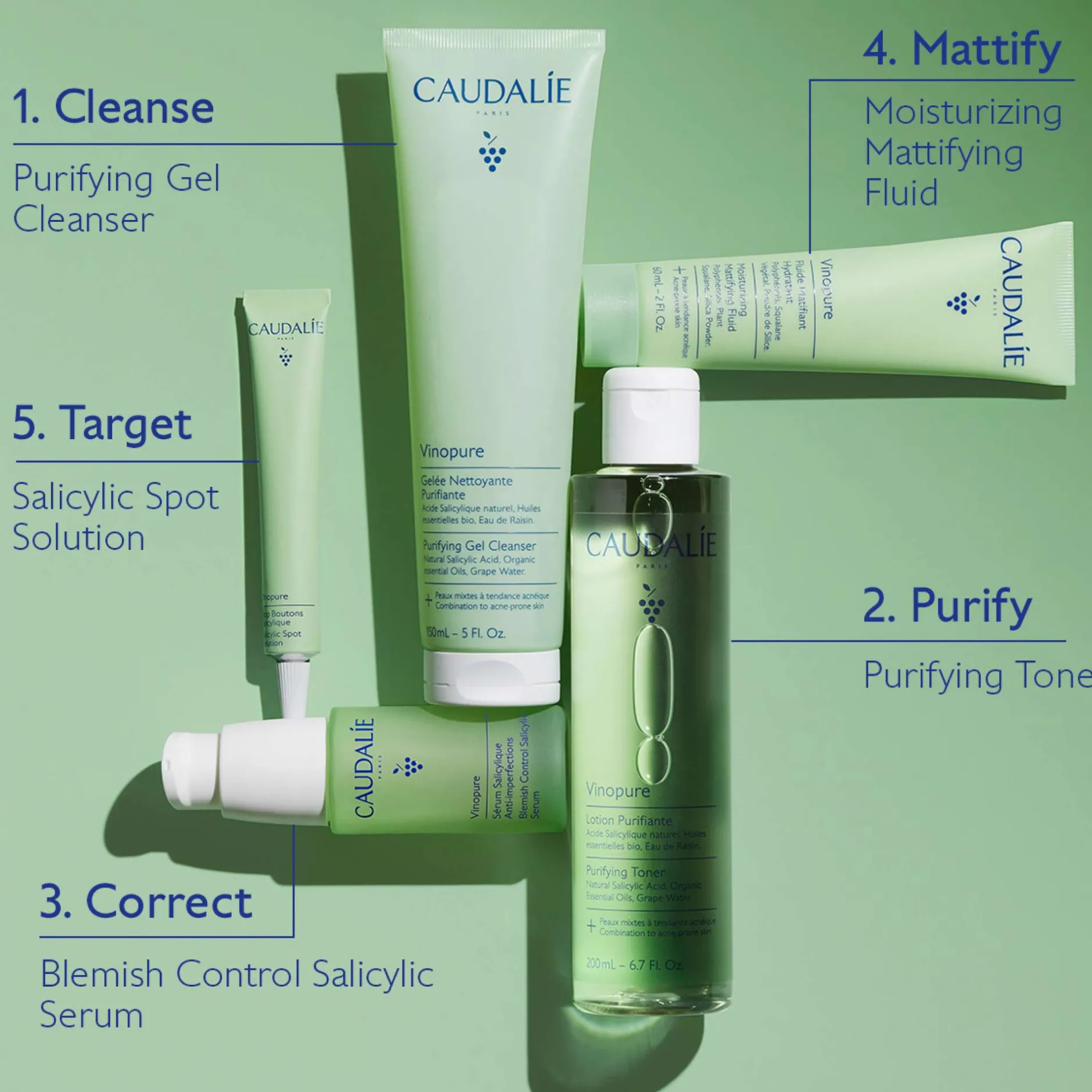 Caudalie Vinopure Natural Salicylic Acid Pore Minimising Toner 400ml (Worth £44) Clearance