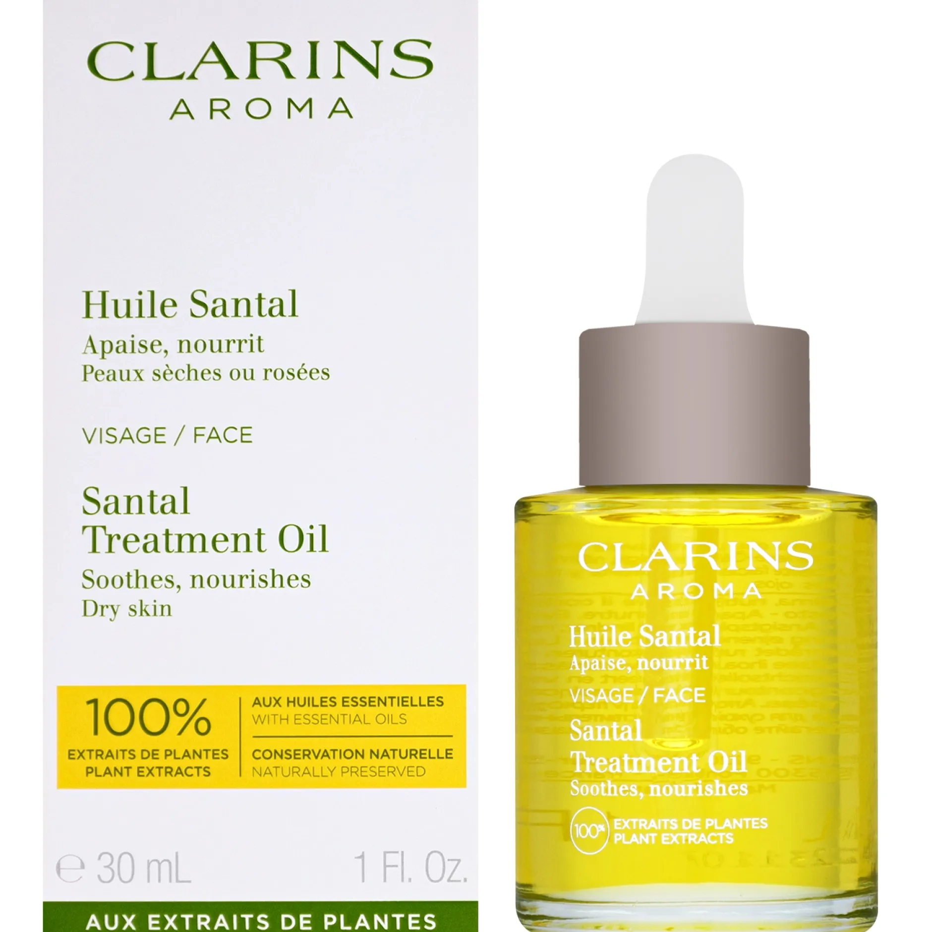 Clarins Face Treatment Oil Santal Dry Skin 30ml / 1. fl.oz. Clearance
