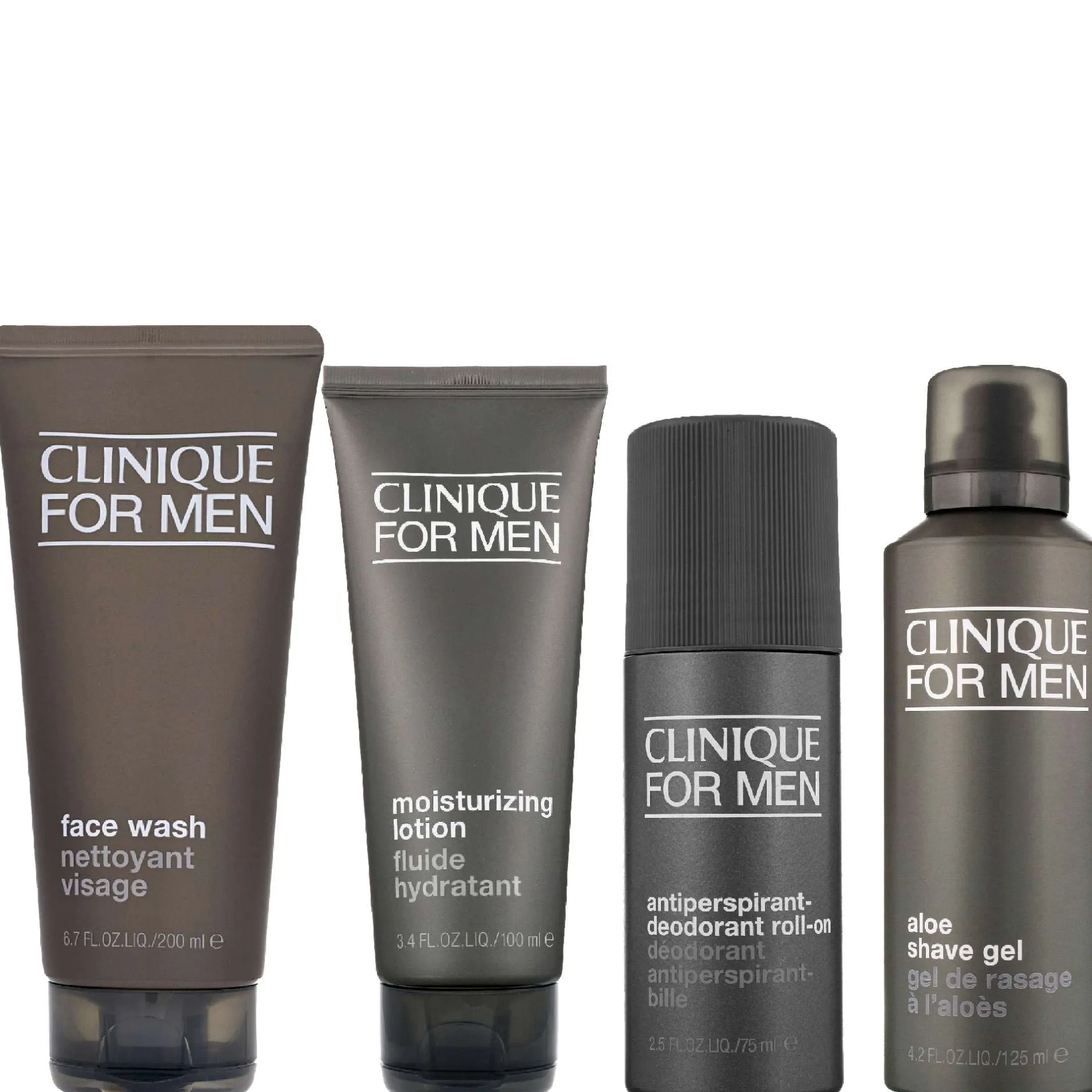 Clinique Bundles Set: Mens Face Wash 200ml, Moisturizing Lotion 100ml, Antiperspirant Roll-On 75ml & Shave Gel 125ml Discount