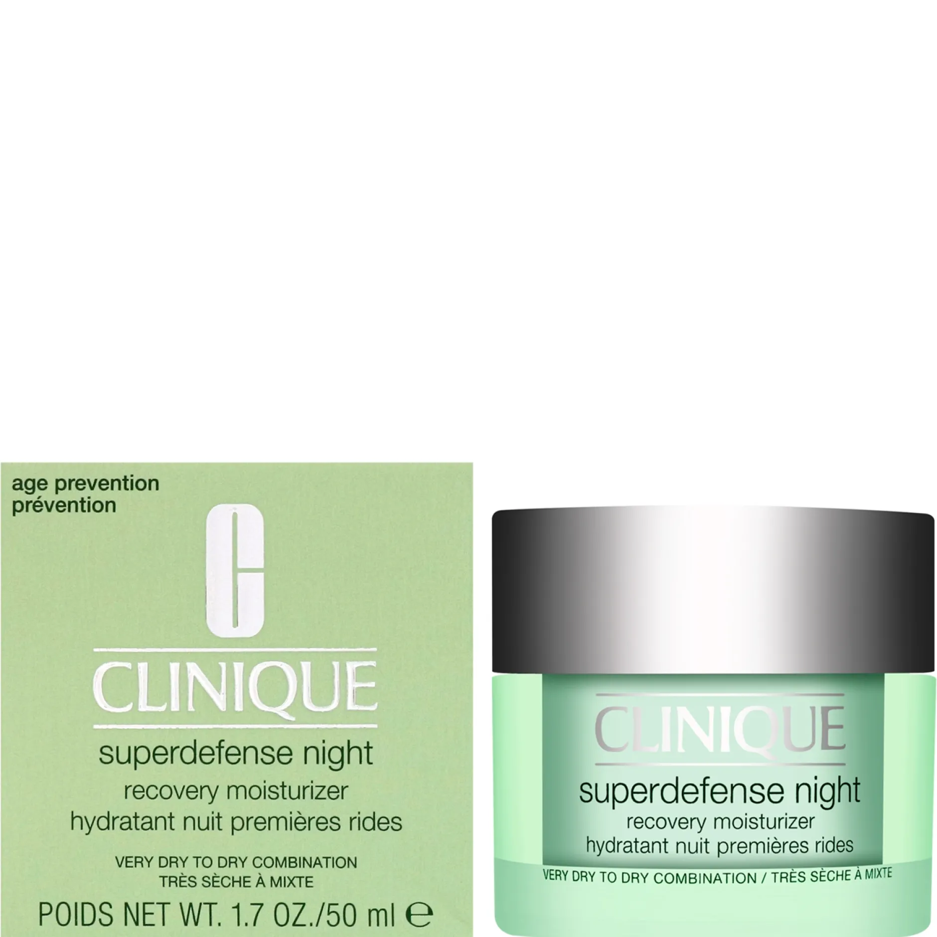 Clinique Superdefense Night Recovery Moisturizer for Very Dry to Dry Combination Skin 50ml / 1.7 fl.oz.