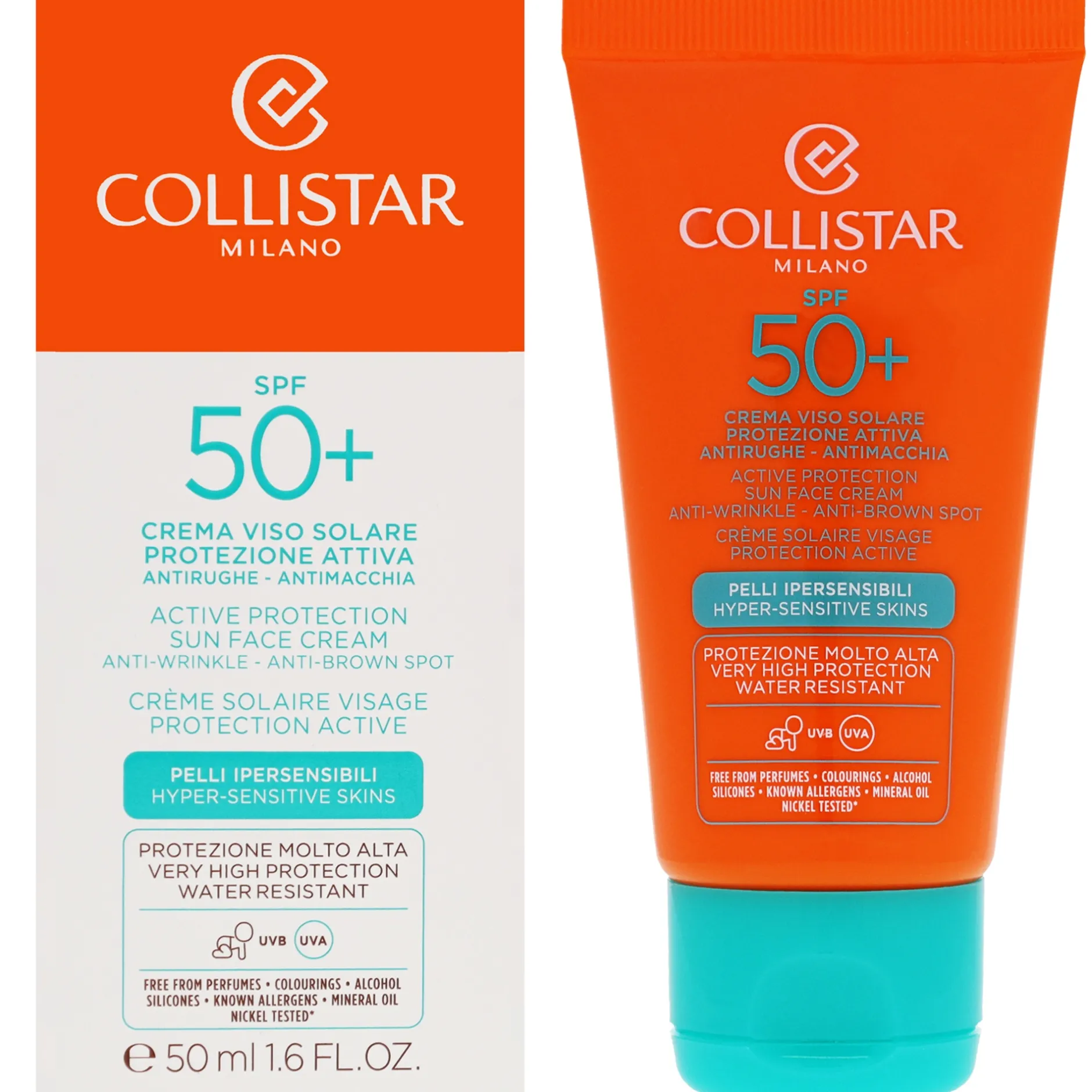 Collistar Sun Tan Active Protection Sun Face Cream SPF50 50ml Online