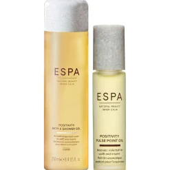 ESPA Bundles Duo: Positivity Bath & Shower Gel 250ml & Pulse Point Oils Positivity 9ml Hot