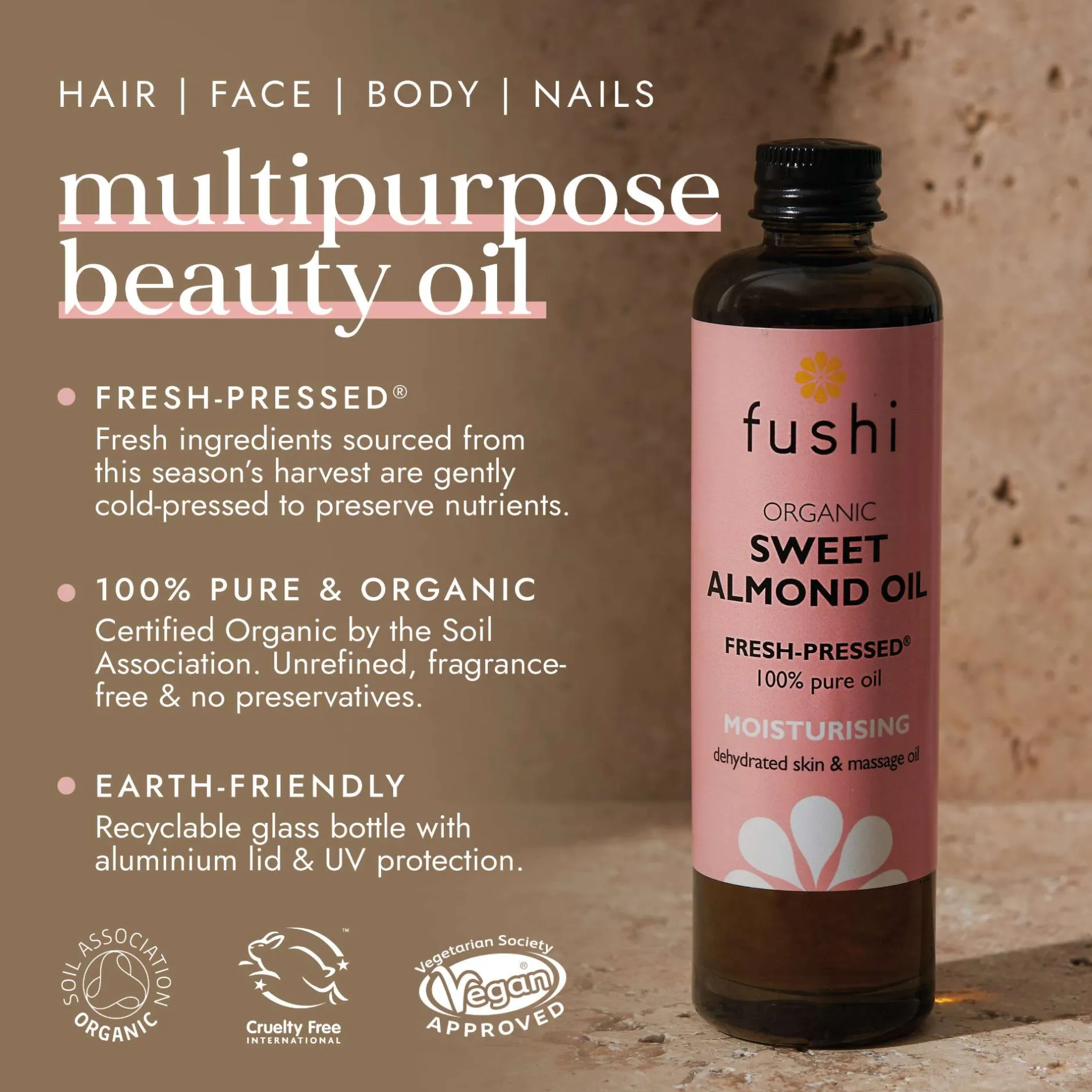 Fushi Body Care Organic Sweet Almond Oil 100ml Hot