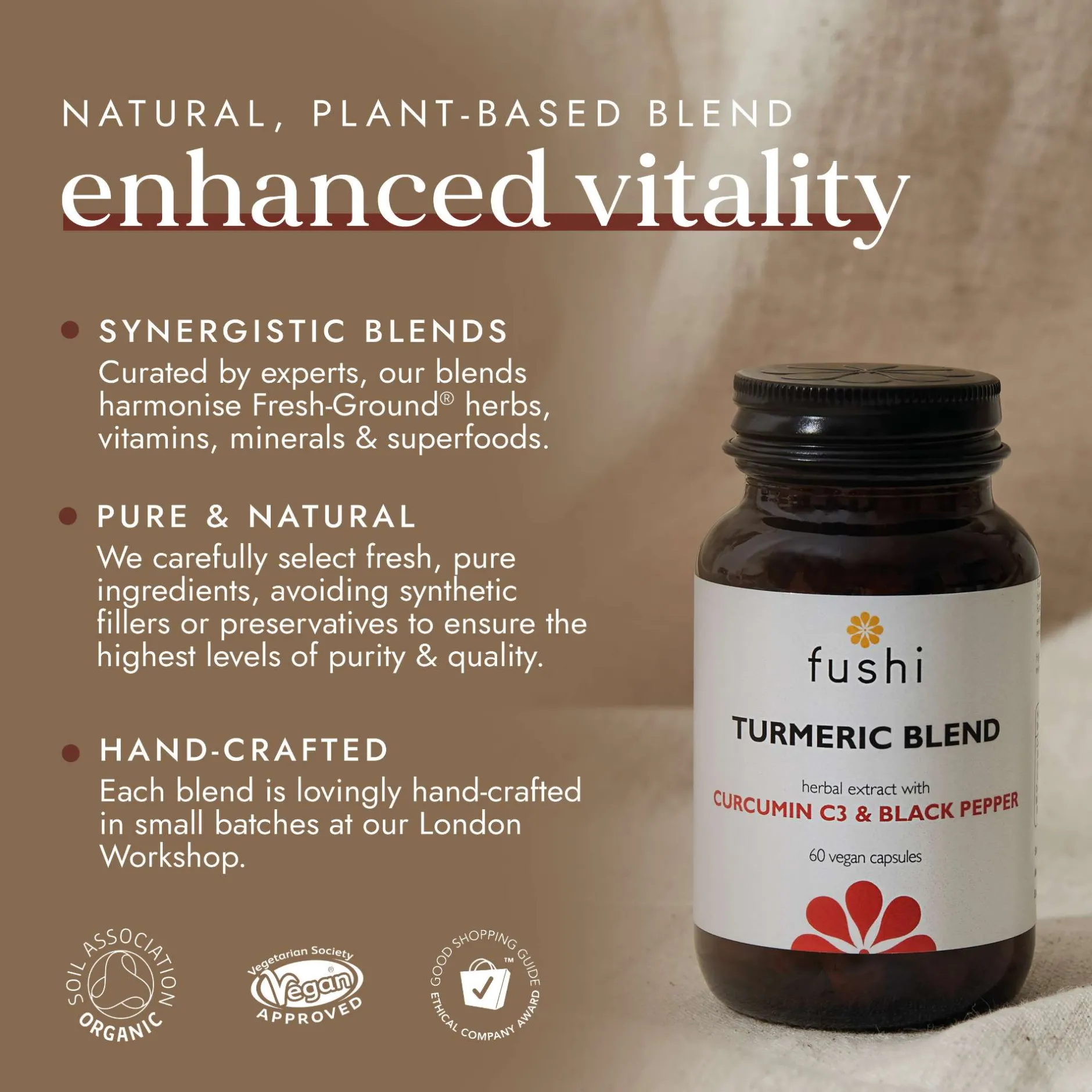 Fushi Herbal & Vitamin Blends Turmeric C3 & Bioperine Extract x 60 Capsules Hot