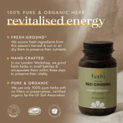 Fushi Single Herb Supplements Organic Red Ginseng x 60 Capsules New