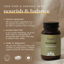 Fushi Single Herb Supplements Organic Shatavari x 60 Capsules Best