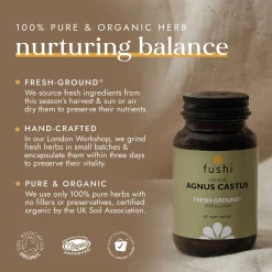 Fushi Single Herb Supplements Organic Chaste Tree x 60 Capsules Best