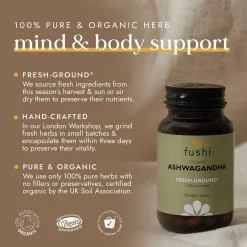 Fushi Single Herb Supplements Organic Ashwagandha x 60 Capsules Clearance