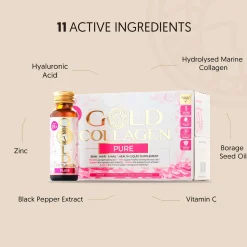 Gold Collagen Liquid Supplement Pure Skin, Hair & Nail Health Liquid Supplement For 25+ 10 x 50ml Sale