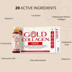 Gold Collagen Liquid Supplement Forte Extra Strength Liquid Skin & Health Supplement For Ages 40+ 10 x 50ml Discount