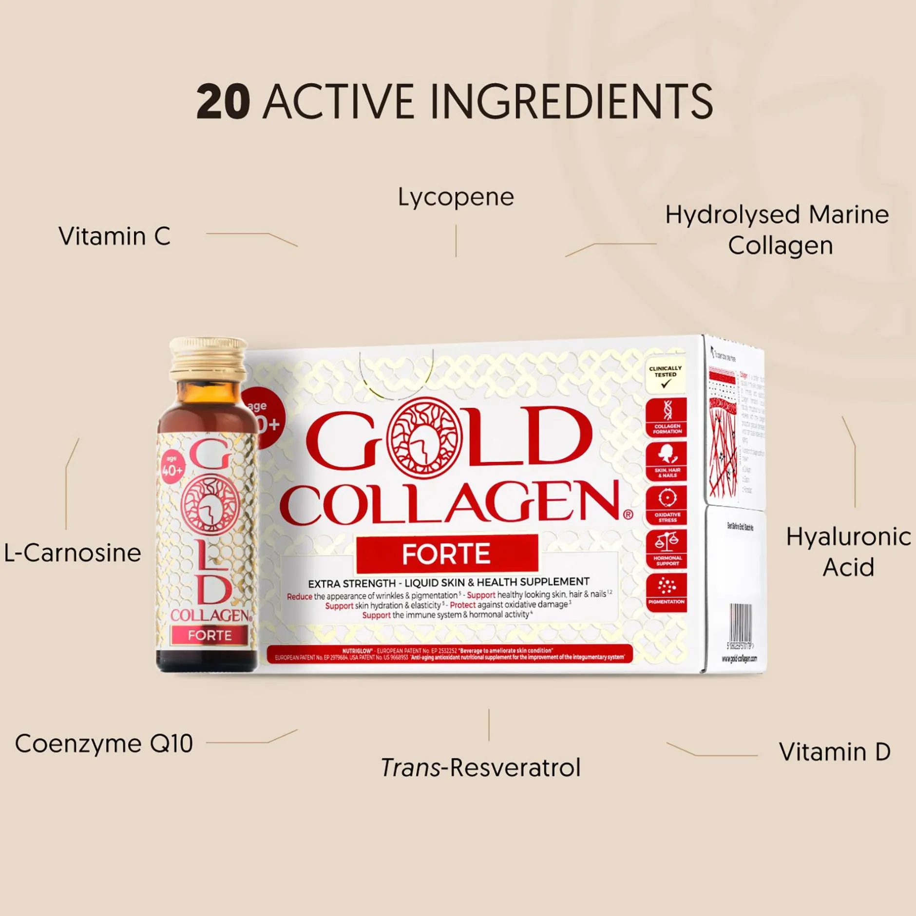Gold Collagen Liquid Supplement Forte Extra Strength Liquid Skin & Health Supplement For Ages 40+ 10 x 50ml Discount