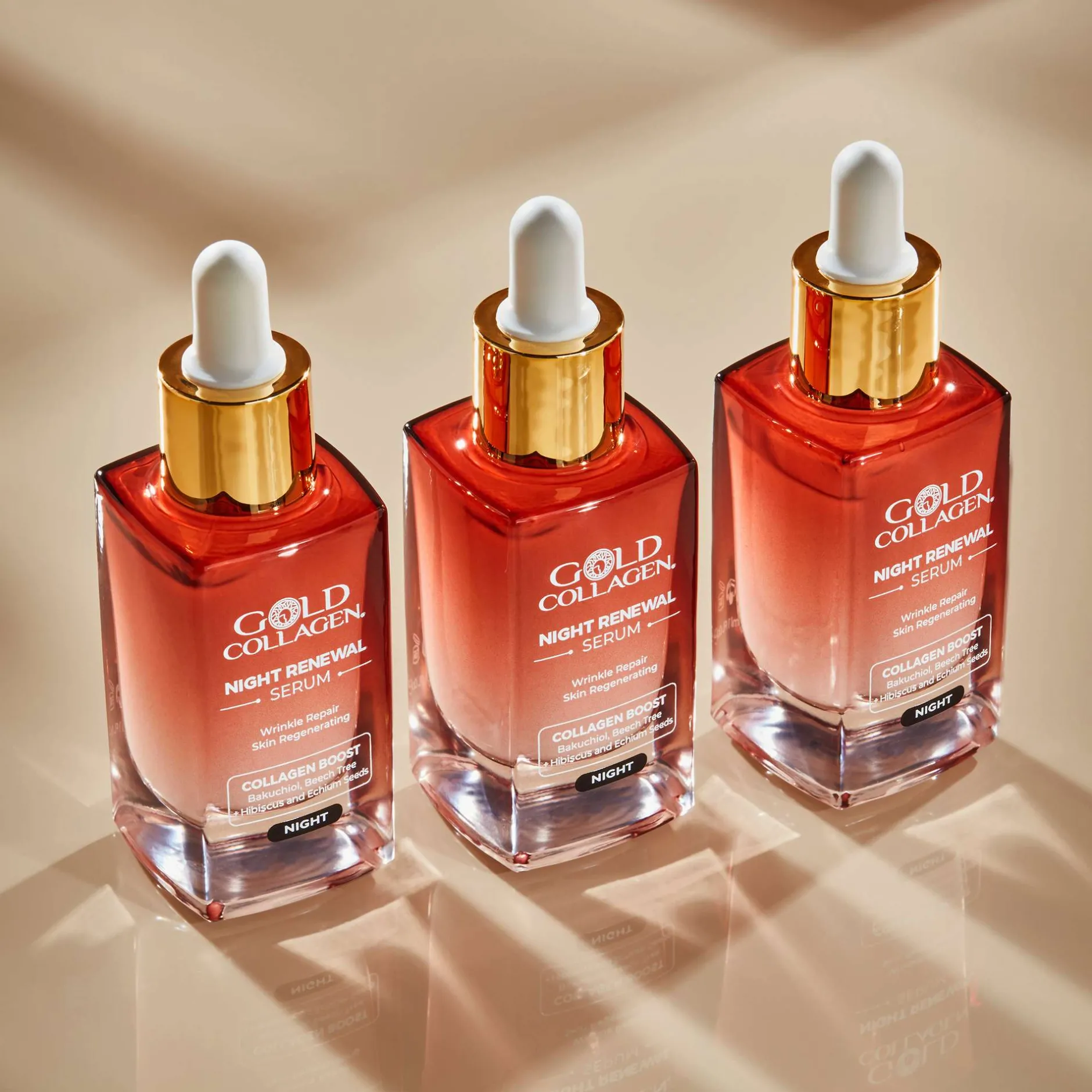 Gold Collagen Skincare Night Renewal Wrinkle Repair Skin Regenerating Serum 30ml Hot