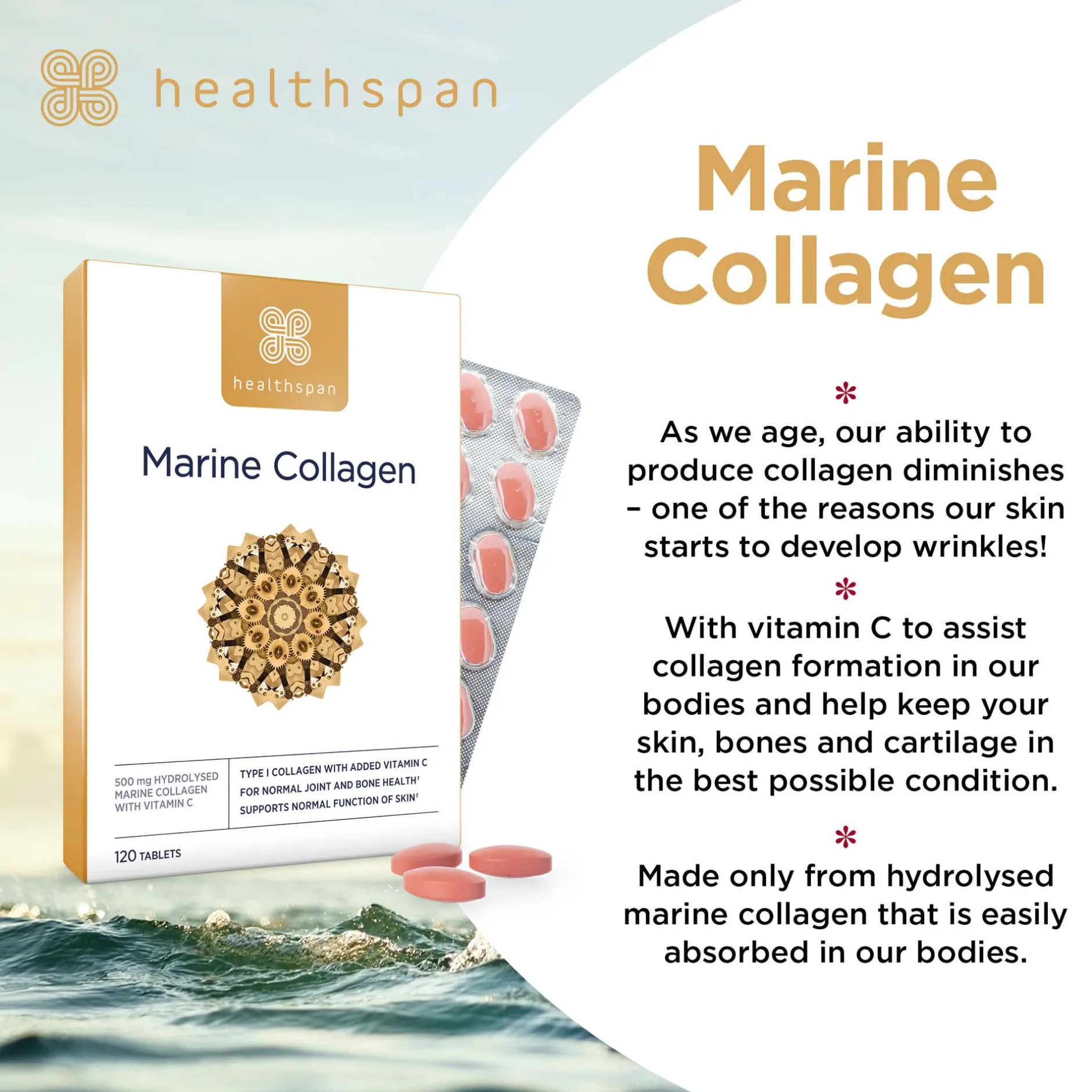 Healthspan Collagen Marine Collagen Tablets x 120 Hot