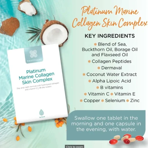 Healthspan Collagen Platinum Marine Collagen Skin Complex x 28 Capsules & x 28 Tablets New