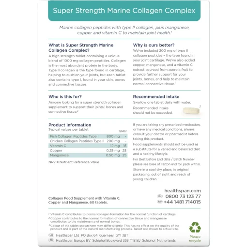 Healthspan Super Strength Marine Collagen Complex Tablets x 60 Best