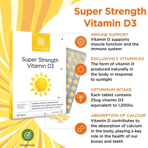 Healthspan Vitamin D Super Strength Vitamin D3 Tablets x 60 Best