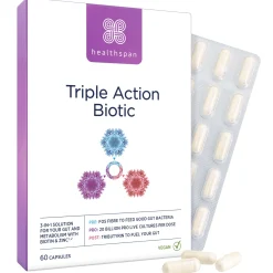 Healthspan Vitamins & Supplements Triple Action Biotic Capsules x 60 Hot