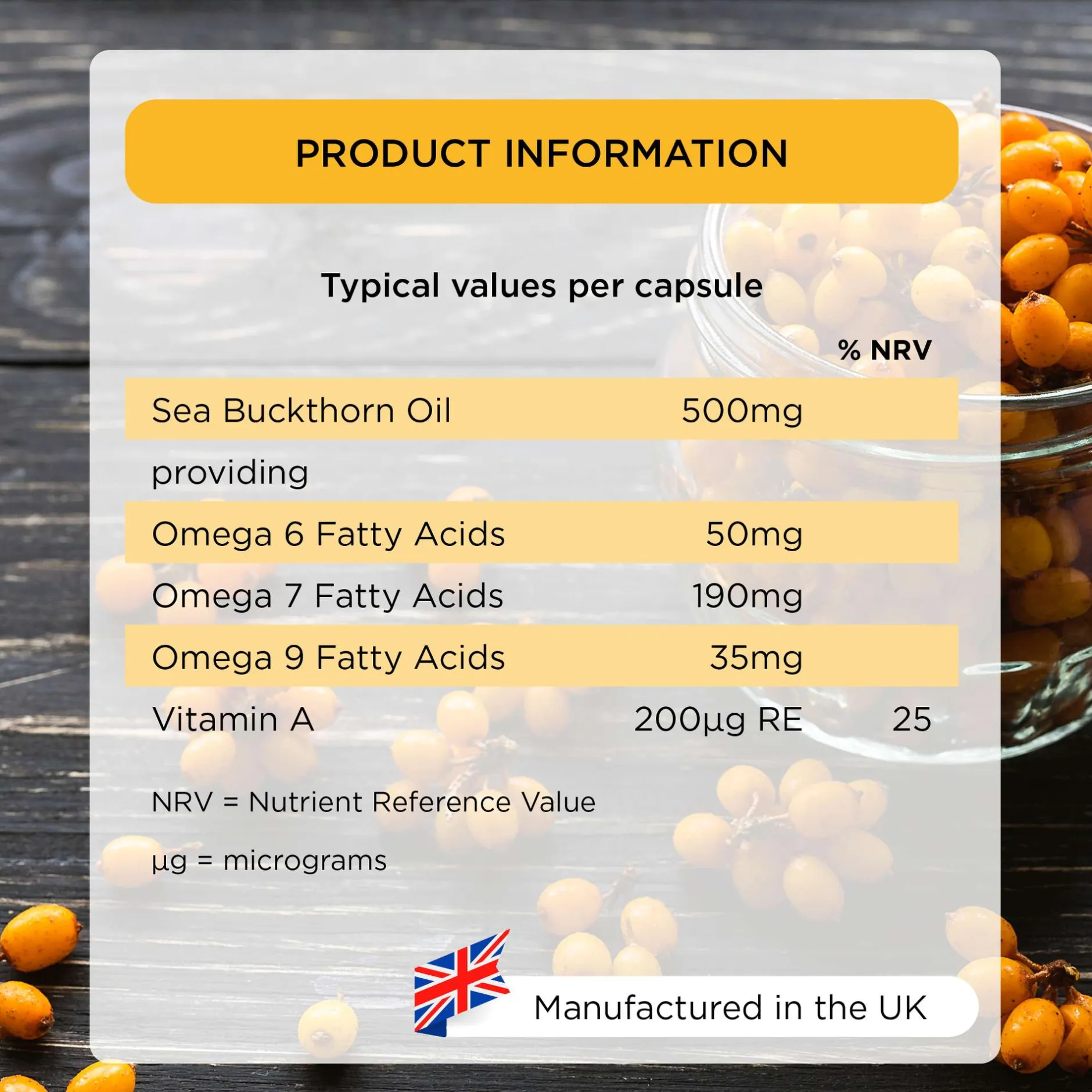 Healthspan Vitamins & Supplements Omega 7 Sea Buckthorn Oil Capsules x 60 Hot