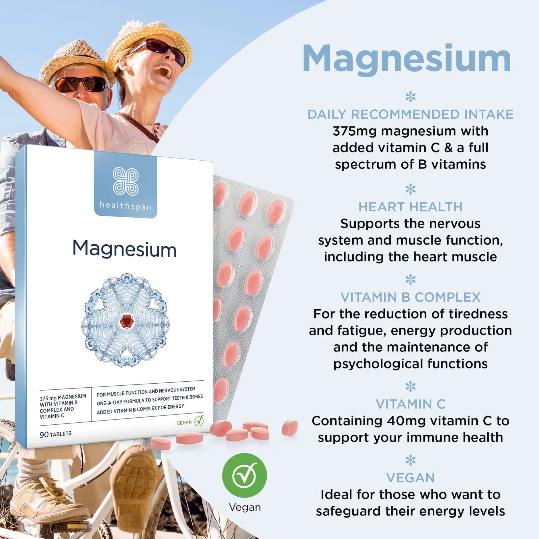 Healthspan Vitamins & Supplements Magnesium Tablets 375mg x 90 Best