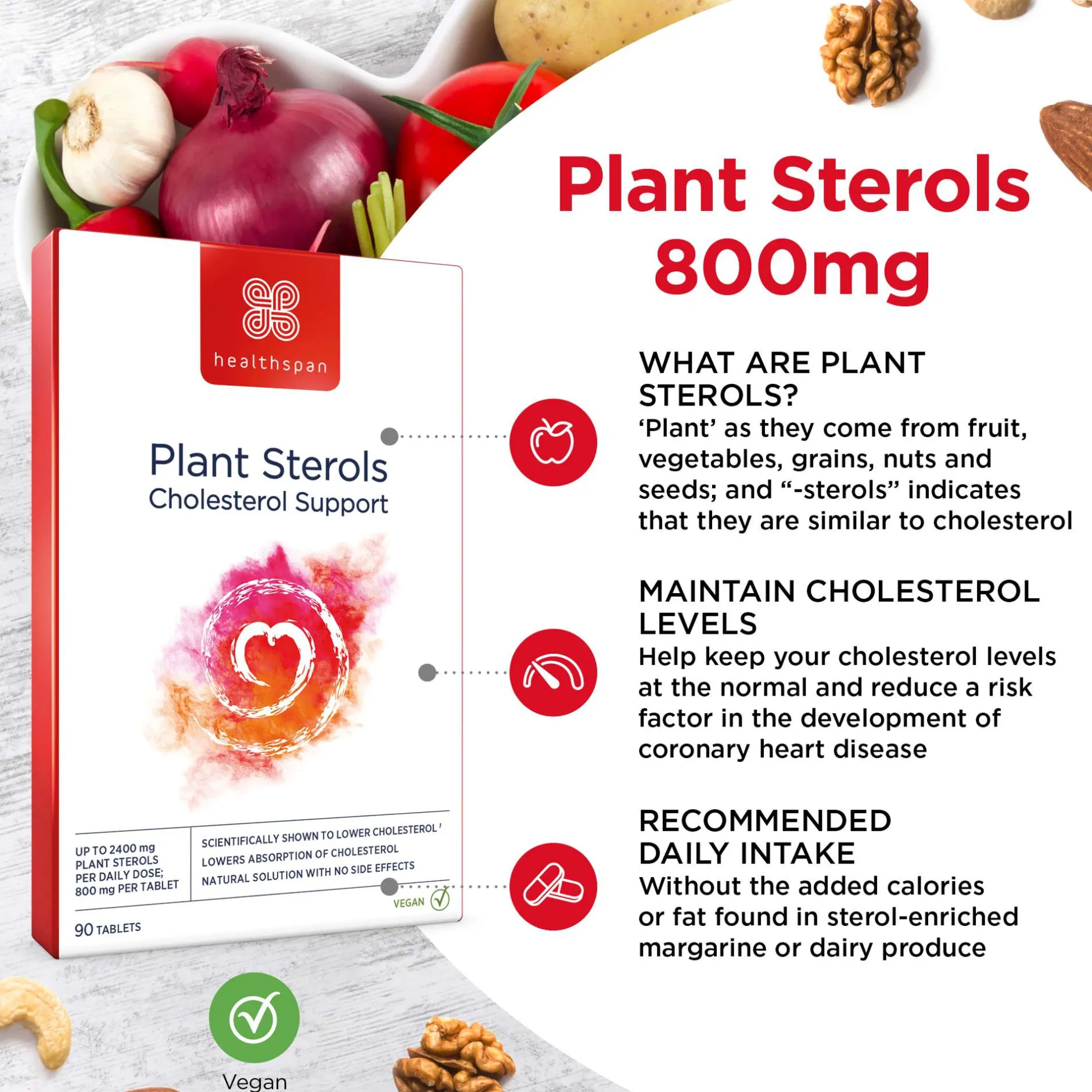 Healthspan Vitamins & Supplements Plant Sterols Cholesterol Support Tablets x 90 Sale