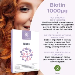 Healthspan Vitamins & Supplements Biotin 1000 µg Tablets x 180 Sale