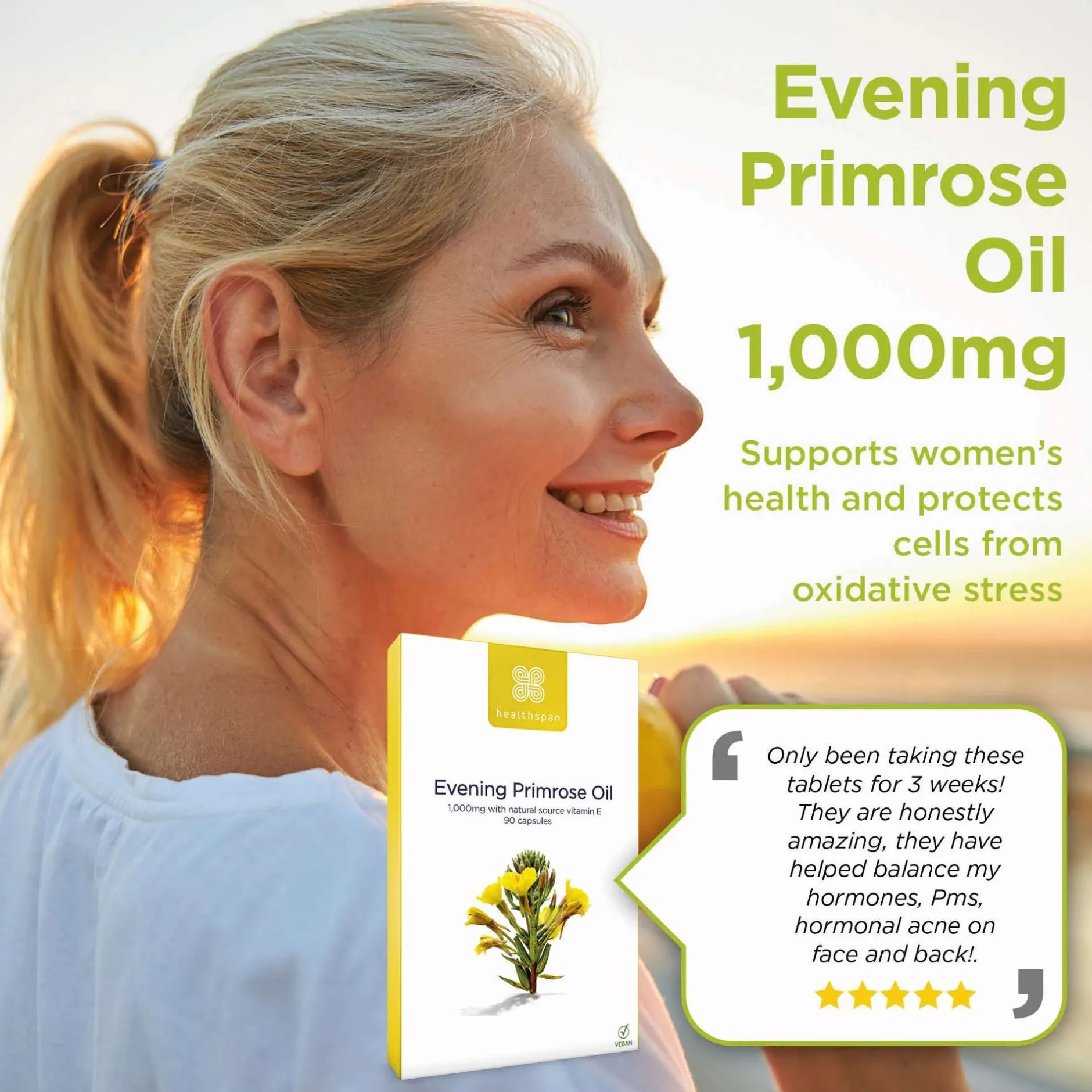 Healthspan Vitamins & Supplements Evening Primrose Oil 1000mg Capsules x 90 Outlet