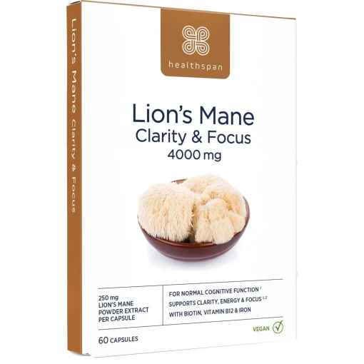 Healthspan Vitamins & Supplements 250mg Lion’s Mane Clarity & Focus x 60 Capsules Best