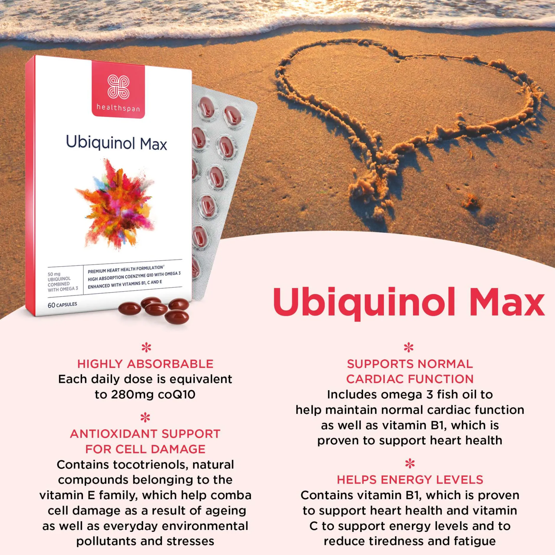 Healthspan Vitamins & Supplements Ubiquinol Max Capsules x 60 Clearance
