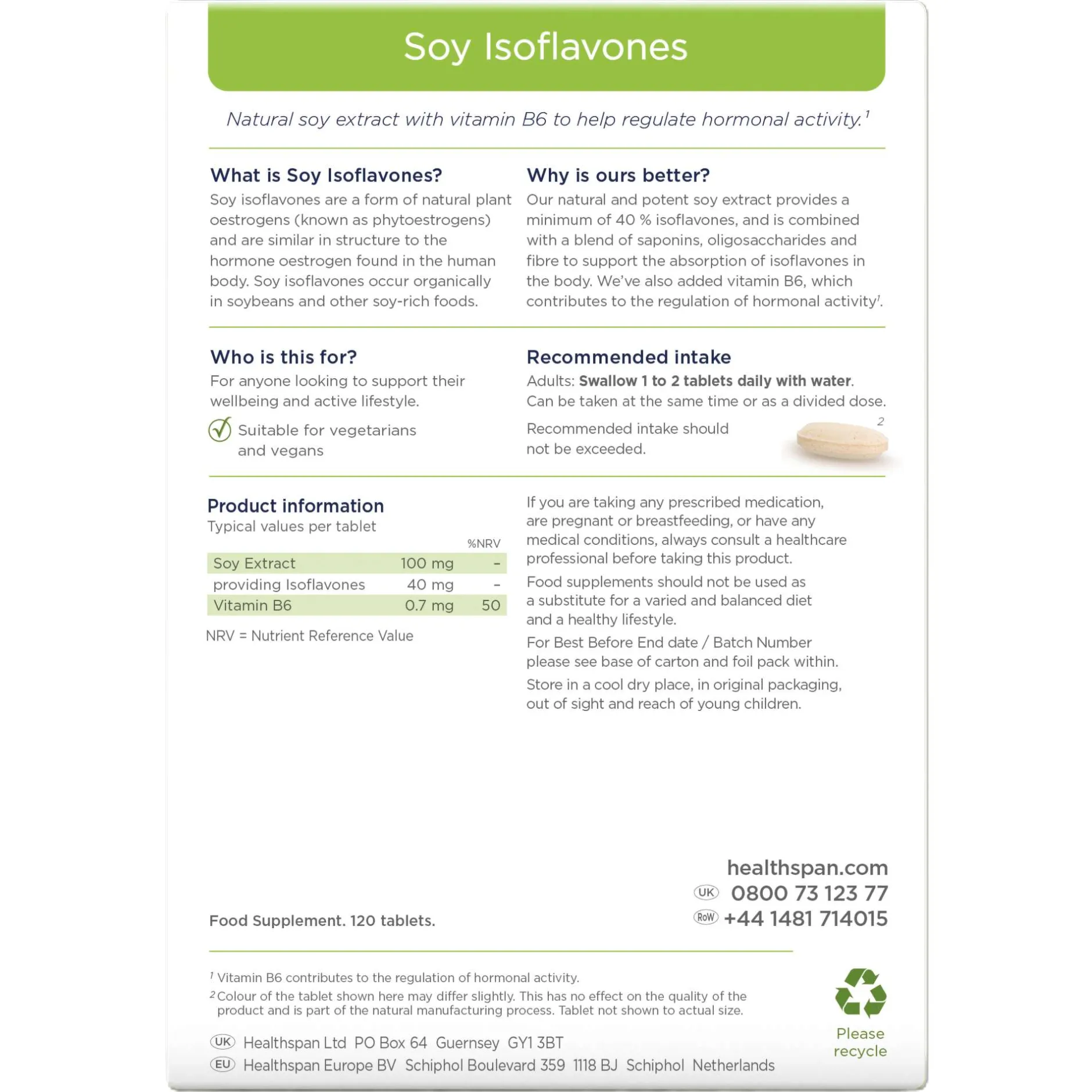 Healthspan Vitamins & Supplements Soy Isoflavones Tablets x 120 Online