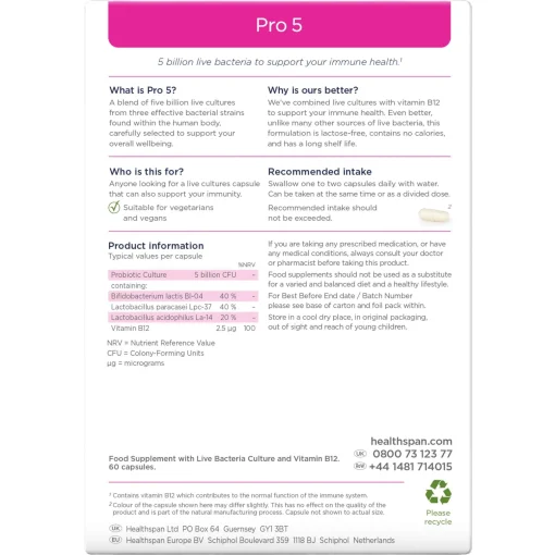 Healthspan Vitamins & Supplements Pro 5 Capsules x 60 Sale
