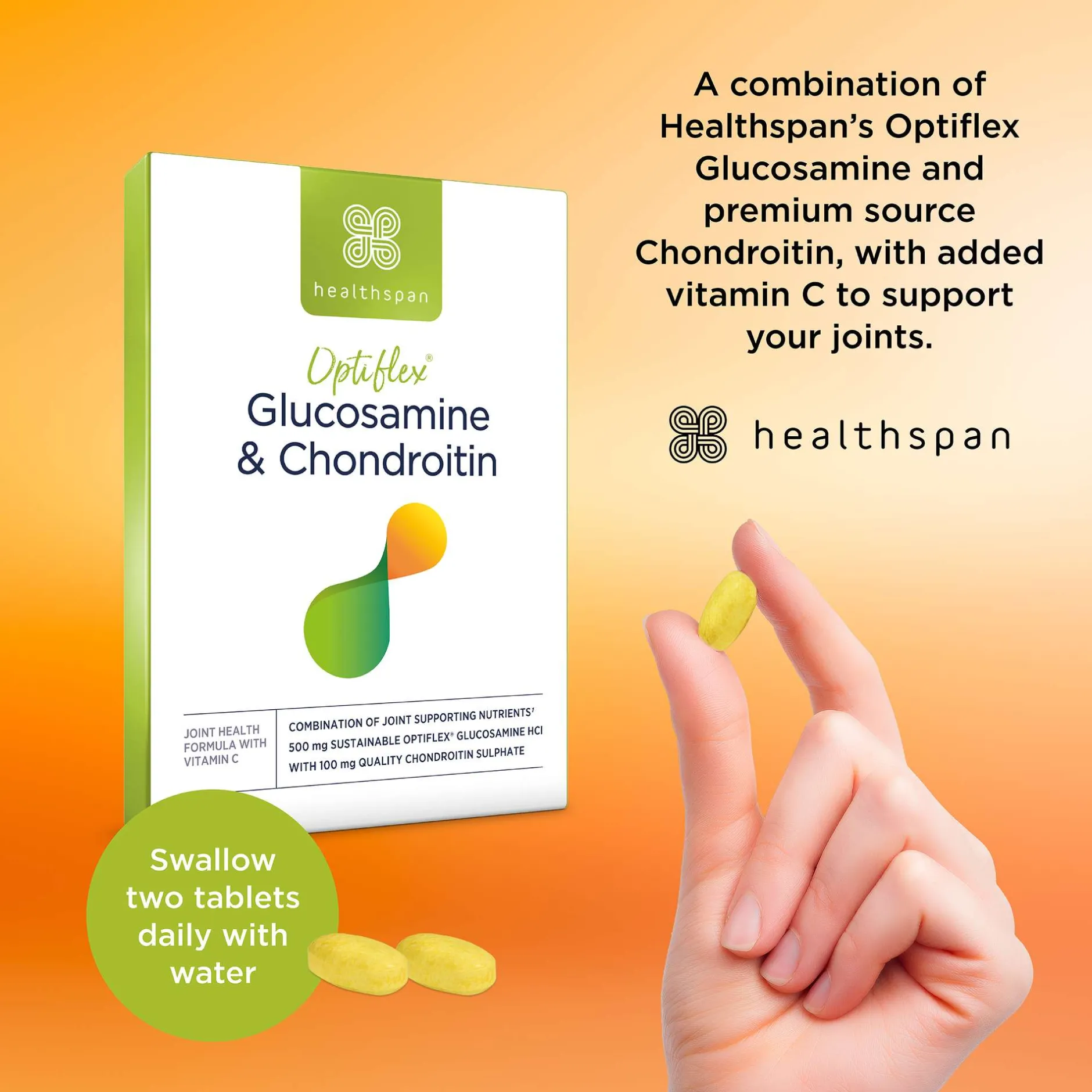 Healthspan Vitamins & Supplements Optiflex Glucosamine 500mg & Chondroitin 100mg Tablets x 120 Hot
