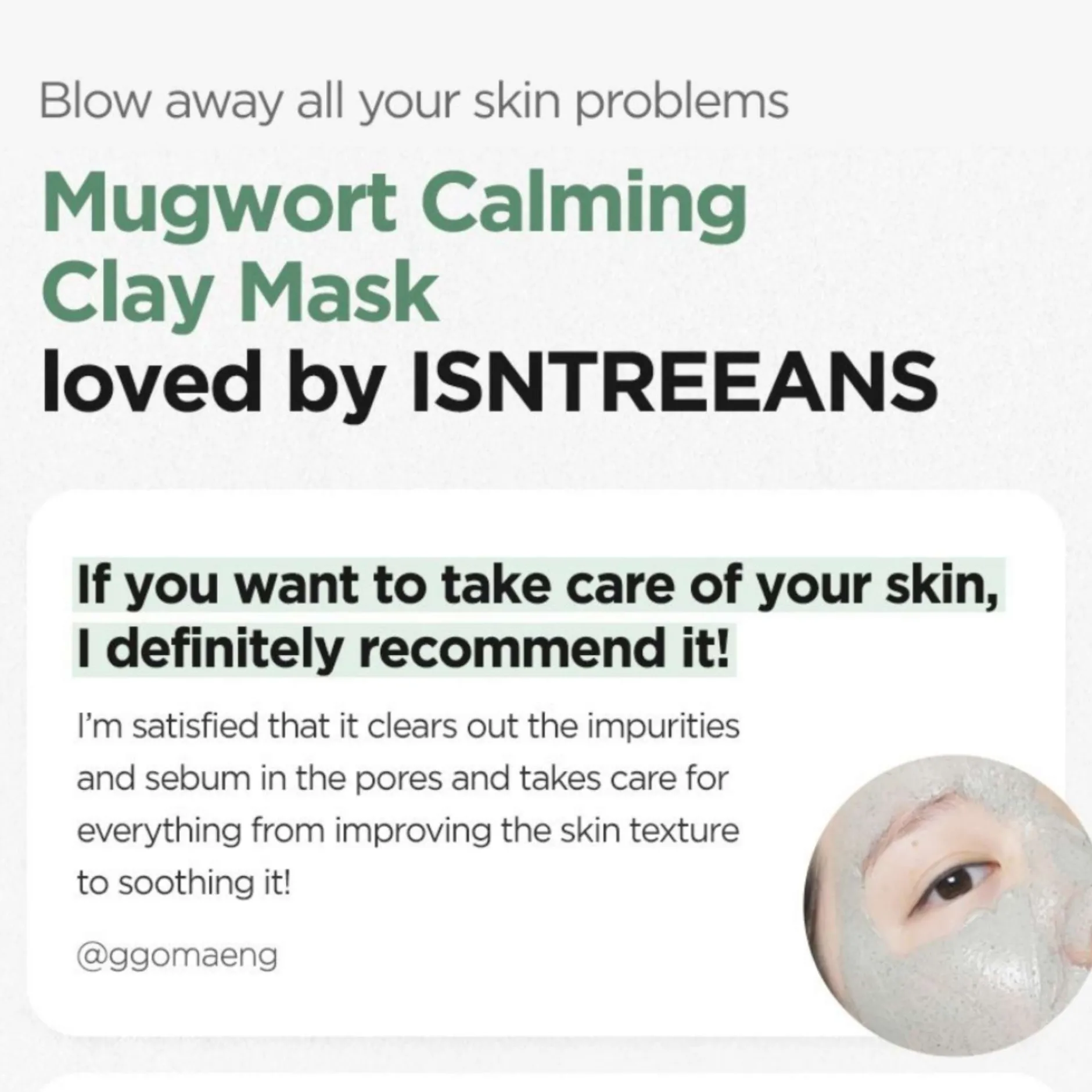 Isntree Skincare Mugwort Calming Clay Mask 100ml Sale