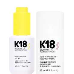 K18 Bundles Duo: Molecular Repair Hair Oil 30ml & Biomimetic Hairscience Leave-In Molecular Repair Hair Mask 15ml Outlet