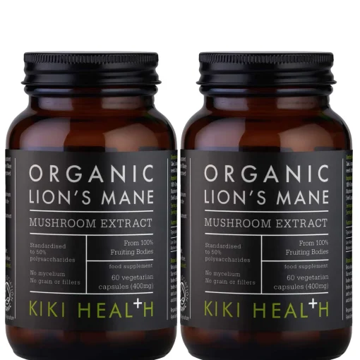 KIKI Health Bundles Organic Lion's Mane Mushroom Extract Vegicaps 2 x 60 Hot
