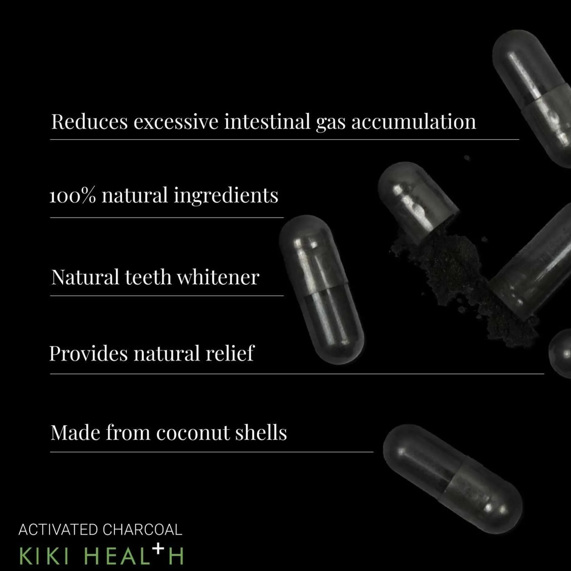 KIKI Health Detox & Cleanse Activated Charcoal 50 Vegicaps Hot