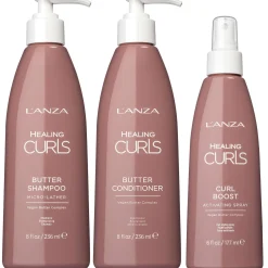 L'Anza Bundles Trio: Healing Curls Butter Shampoo 236ml, Butter Conditioner & Curl Boost Activating Spray 177ml Clearance