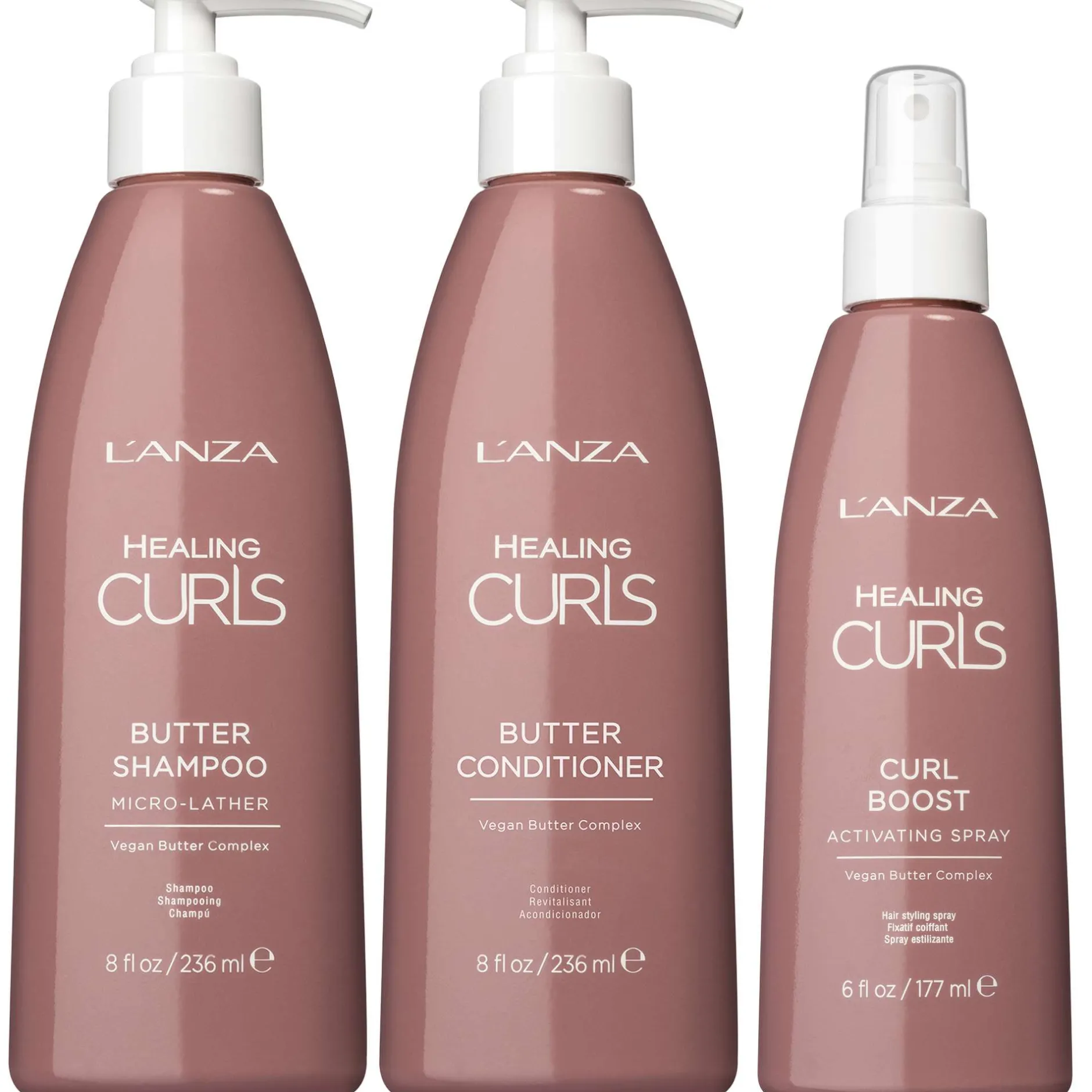 L'Anza Bundles Trio: Healing Curls Butter Shampoo 236ml, Butter Conditioner & Curl Boost Activating Spray 177ml Clearance