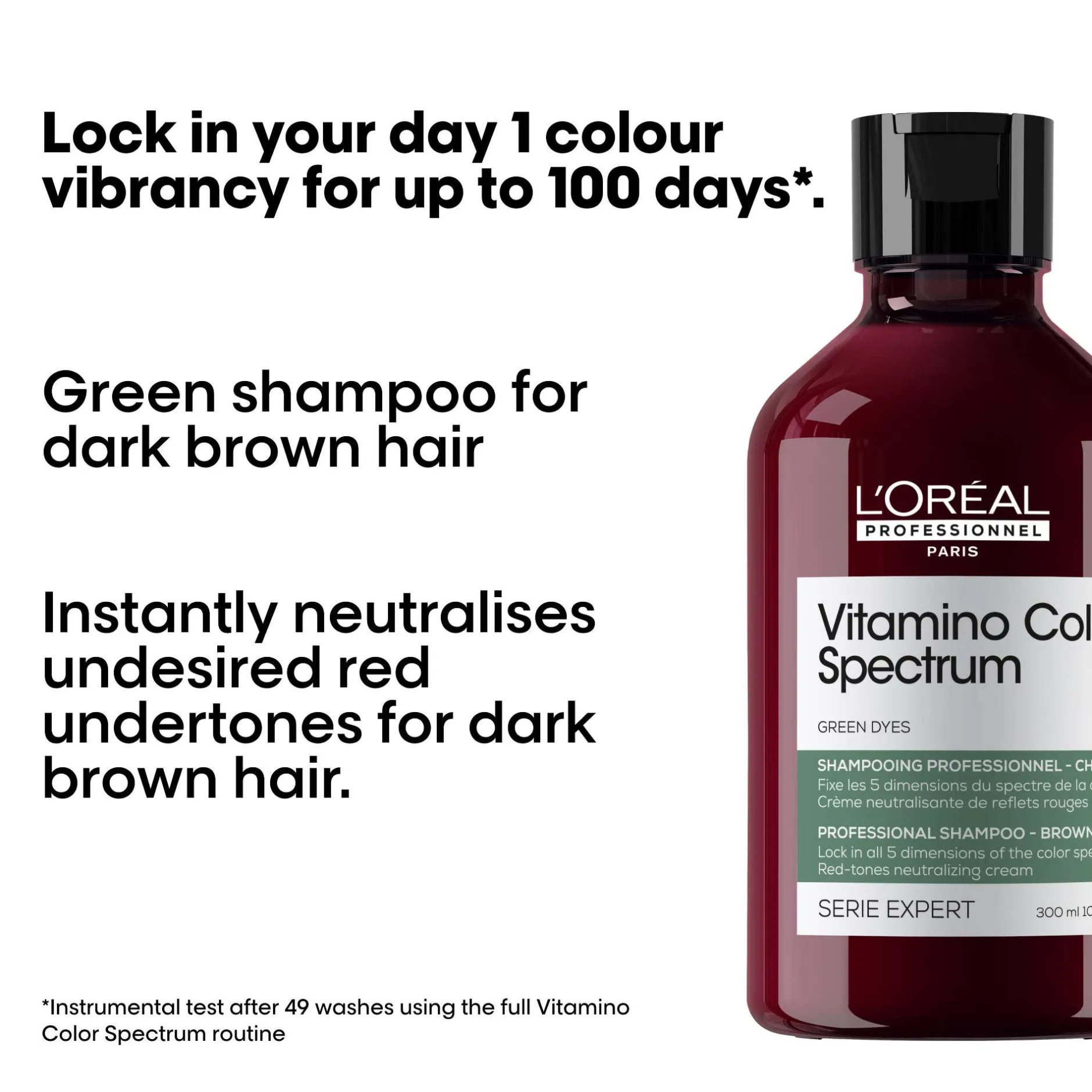 L'Oréal Professionnel Vitamino Color Spectrum Green Tinted Shampoo for Dark Brown Coloured Hair 300ml New
