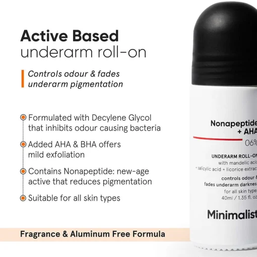 Minimalist Body Care Nonapeptide + AHA 06% Underarm Roll-On 40ml