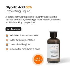 Minimalist Skin Care Glycolic Acid 08% Exfoliating Liquid 150ml