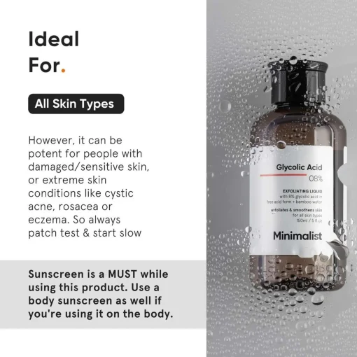 Minimalist Skin Care Glycolic Acid 08% Exfoliating Liquid 150ml