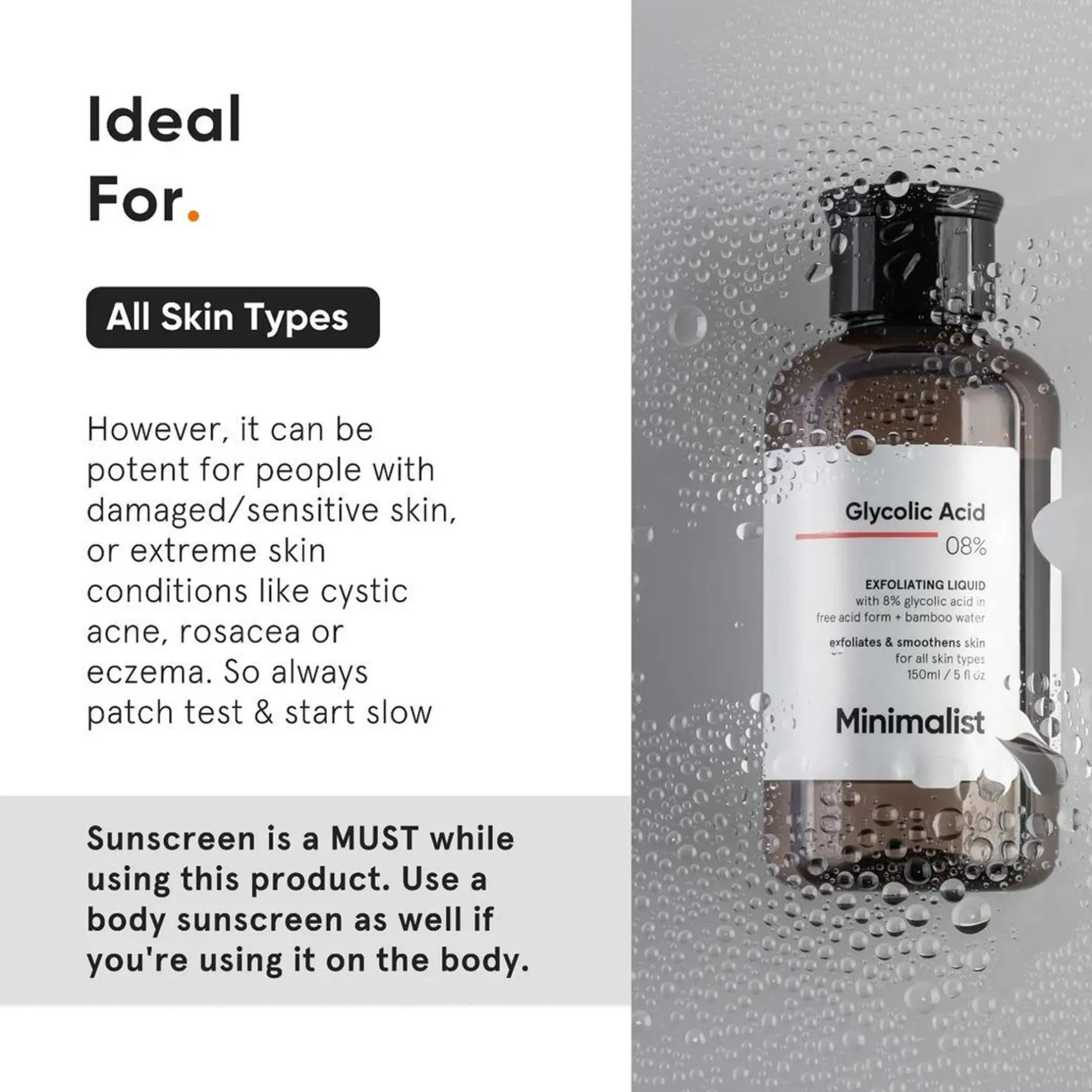 Minimalist Skin Care Glycolic Acid 08% Exfoliating Liquid 150ml