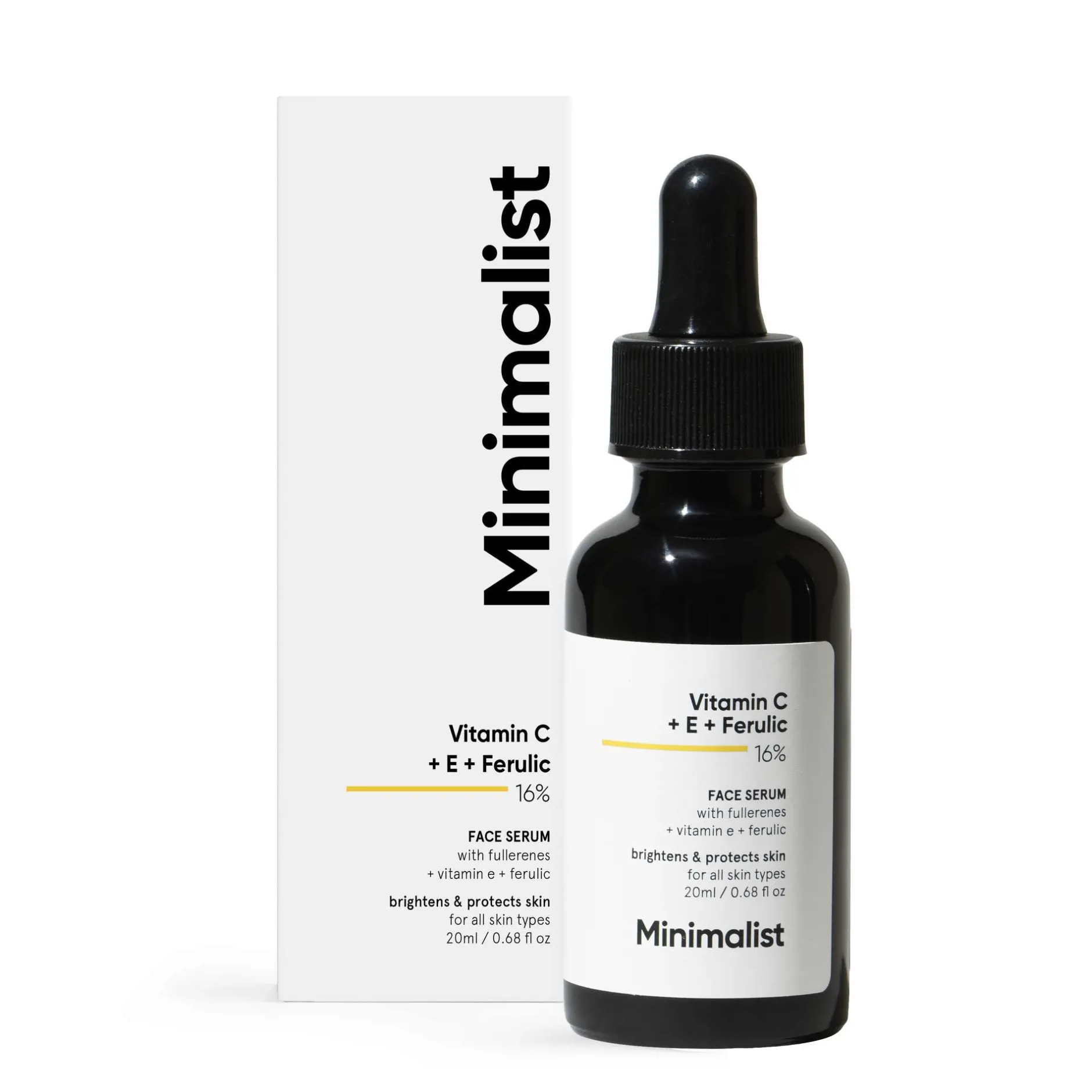 Minimalist Skin Care Vitamin C + E + Ferulic 16% Face Serum 20ml New