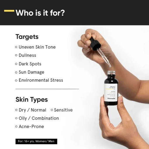 Minimalist Skin Care Vitamin C + E + Ferulic 16% Face Serum 20ml New