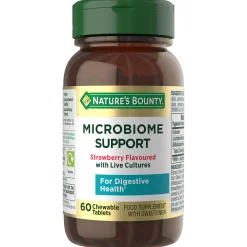 Nature's Bounty Digestive Health Microbiome Support Strawberry Flavoured Chewable Tablets x 60 Sale