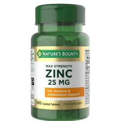 Nature's Bounty Maximum Strength Zinc 25mg Coated Tablets x 100 Discount