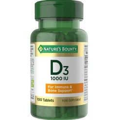Nature's Bounty Vitamins Vitamin D3 25 µg (1000 IU) Tablets x 100 Clearance
